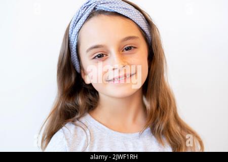 capretto ritratto felice infanzia sorridente ragazza faccia Foto Stock