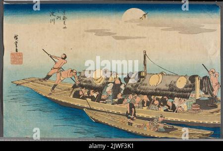 Fiume Yodo (Yodogawa-no uchi), dalla serie: Kyoto meisho (luoghi famosi di Kyoto). Utagawa, Hiroshige i (1797-1858), artista grafico Foto Stock