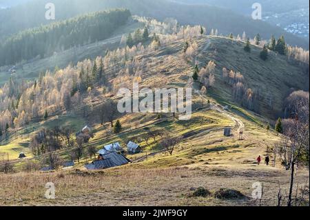 Vista dal Monte Makovytsia a Yaremche, Ucraina Foto Stock