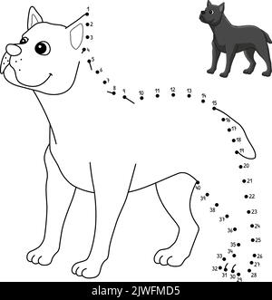 DOT to Dot cane cane corso isolato colorazione pagina Illustrazione Vettoriale