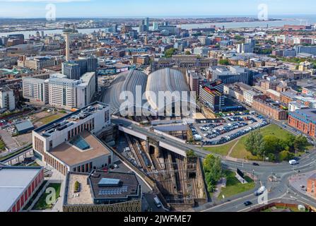Liverpool Lime Street Station immagine aerea .5th Settembre 2022. Foto Stock