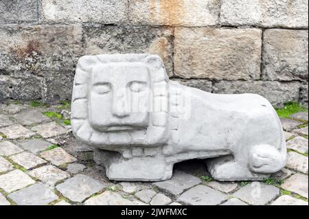 Sculpture of lion on the street of Lviv, Ukraine Stock Photo