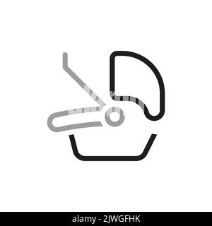 Semplice di circa bambino relativo Vector Line icona. Contiene un'icona come la carrozza del bambino. Illustrazione Vettoriale