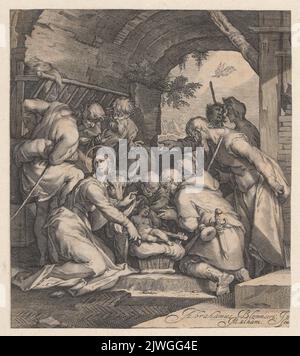 Adorazione dei Pastori. Matham, Jacob (1571-1631), artista grafico, Bloemaert, Abraham (1566-1651), pittore Foto Stock