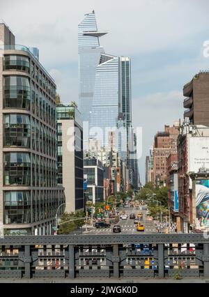 W 18th Street visto dalla Chelsea Highline, Manhattan New York City, USA Foto Stock