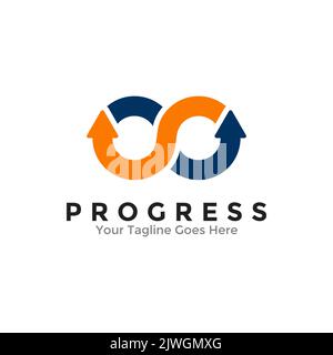 Astratto avanzamento Logo modello Design. Logo creativo freccia su, crescita e concetto di successo. Illustrazione Vettoriale