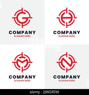 Set di modelli di logo di destinazione iniziale della lettera. Illustrazione vettoriale Illustrazione Vettoriale