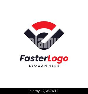 Concetto astratto di design del modello del logo del tachimetro. Velocità e veloce vettore di logo. Illustrazione Vettoriale