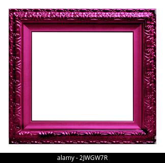 Antica cornice rosa isolata su sfondo bianco. Foto Stock