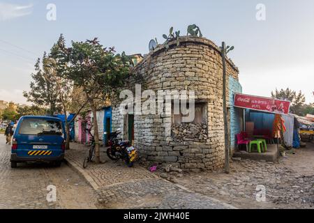 MEKELE, ETIOPIA - 27 MARZO 2019: Casa di pietra a Mekele, Etiopia Foto Stock