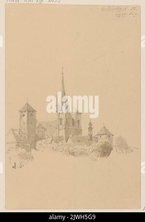 Chiesa di San Nicola e Santa Elisabetta a Cheb. Schadow, Albert Dietrich (1797-1869), disegnatore, cartoonista Foto Stock
