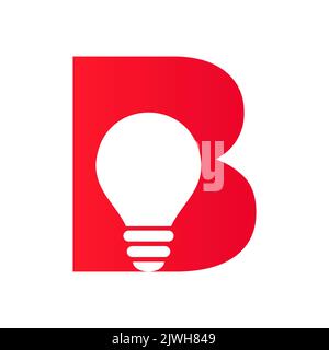 Il logo elettrico della lettera B si combina con il modello vettoriale dell'icona della lampadina elettrica. Simbolo del logotipo della lampadina Illustrazione Vettoriale