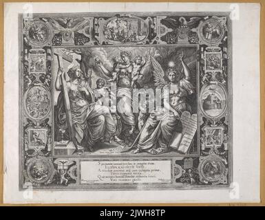 Allegoria della fede, della speranza e della Carità (tre virtù teologiche). Ditmaer, Jan (ca 1538-1603), artista grafico, Vos, Maerten de (1532-1602), disegnatore, cartoonista Foto Stock
