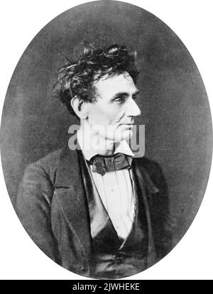 Un ritratto di Abraham Lincoln preso nel 1857 quando Lincoln aveva 48 anni. Foto Stock