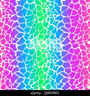 Stampa leopardata senza cuciture. Ghepardo arcobaleno al neon. Sfondo di pelle di spruzzi di animali. Design astratto a gradiente luminoso. Sfondo vettoriale. Illustrazione Vettoriale