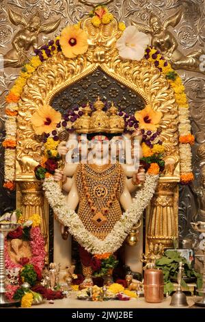 2 settembre 2022, Pune, Maharashtra, India, Shri Datta Mandir è il primo tempio di Lord Dattatreya di Bhakti Bharat, costruito 100 anni fa a Pune Foto Stock