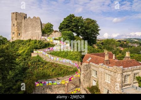 Vedute dall'interno del Castello di Lewes, Sussex, sud-est dell'Inghilterra Foto Stock