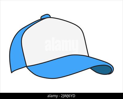 Berretto da baseball blu con vista frontale ad angolo. Berretto da baseball mockup per design, cartoon. Illustrazione vettoriale Illustrazione Vettoriale