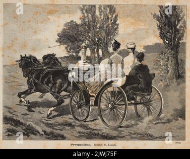 Riproduzione del disegno: Wojciech Kossak (1856-1942), A ride; da: `Kłosy' 1876, 2, no. 37, pag. 400. Kłosy (Warszawa ; dzeworytnia ; 1865-1890), tipografia, Kossak, Wojciech (1856-1942), disegnatore, cartoonista, Holewiński, Józef (1848-1917), incisore Foto Stock