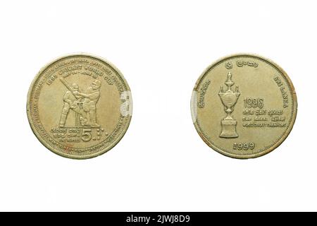 1999 cricket World Cup cinque rupie moneta Sri Lanka Foto Stock