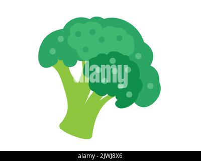 broccoli colorati per riviste, mercato contadino, ricette vegetariane, web. Vegetale su un fondo isolato. Icona vettore piatto illustrati Illustrazione Vettoriale