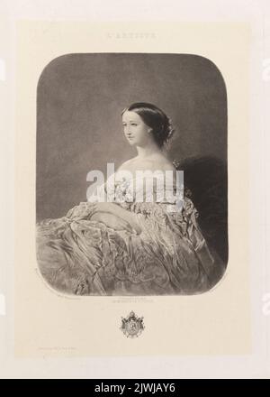 Ritratto di Eugenie, moglie dell'imperatore di Francia Napoleone III Niépce de Saint-Victor, Claude-Félix-Abel (1805-1870), fotografo, Mayer Freres et Pierson (Paryż ; Zakład fotografzny ; 1855-1878), studio fotografico, Riffaut, Adolphe Pierre (1821-1859), artista grafico, Winterhalter, Franz Xaver (1805-1873), pittore Foto Stock