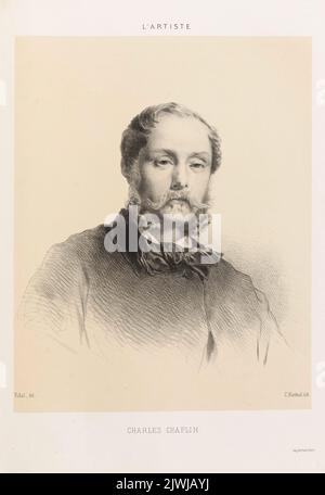 Ritratto del pittore Charles Chaplin. Bertauts, J.V. (Paryż ; Zakład litografzny ; fl. CA 1832-1869), litografia atelier, Nanteuil, Célestin Francois (1813-1873), artista grafico, Vidal, Vincent (1811-1887), relatore, cartoonista Foto Stock