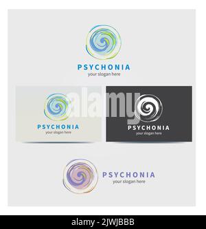 Icona Circle Spiral Vortex, Logo for Corporate Business, Card Mock up in diversi colori Illustrazione Vettoriale