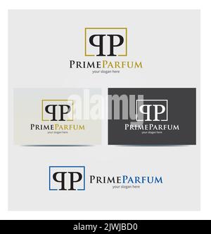 PP Letters, Double P, 2 P Logo, icona, Letter Logo for Corporate Business, Card Mock up in diversi colori Illustrazione Vettoriale