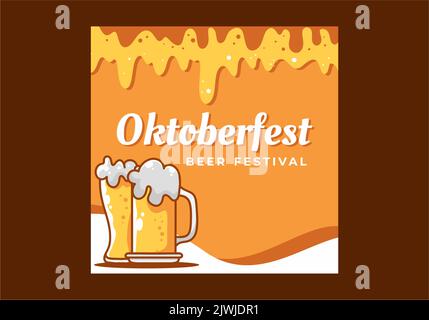 Oktoberfest evento social media flat banner design Illustrazione Vettoriale
