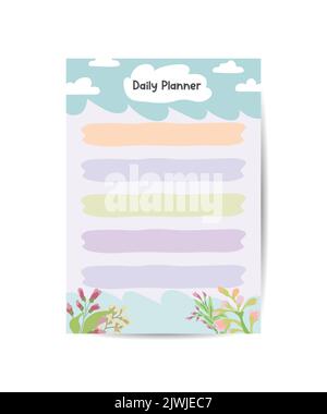 Modelli per fare elenco pianificatore quotidiano temi naturali foglie colori pastello Illustrazione Vettoriale