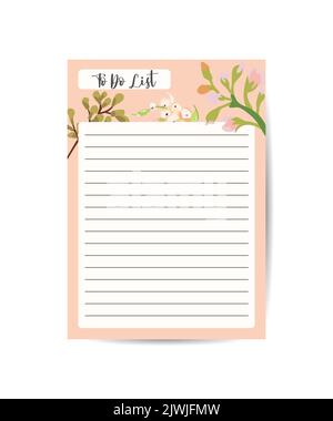 Per fare modello pianificatore Daily check list foglie ed elementi floreali in autunno colors.Perfect modello per l'organizzatore e la pianificazione con note. Illustrazione Vettoriale