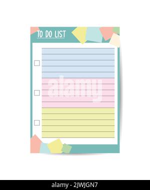 Modello Planner per il business e lo studio con settimana e mese pianificare l'attività delle pagine e controllare l'elenco delle illustrazioni vettoriali piatte Illustrazione Vettoriale