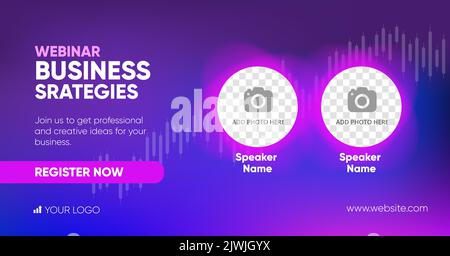 Modello di post sui social media dei webinar, modello di post sui social media dei webinar. Sfondo e illustrazioni per il vettore di design di banner sui social media. Illustrazione Vettoriale