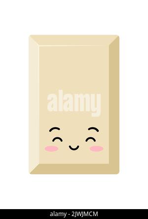 Carino bianco cioccolato pezzo emoji carattere icona vettore. Illustrazione Vettoriale