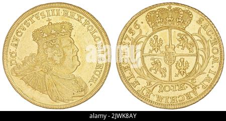 Doppia agosto d'Or. August III SAS (Król polski ; 1733-1763), governatore, Croll, Ernest Dietrich (fl. 1753-1763), moneyer Foto Stock