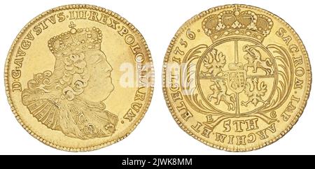 agosto d'or. August III SAS (Król polski ; 1733-1763), governatore, Croll, Ernest Dietrich (fl. 1753-1763), moneyer Foto Stock