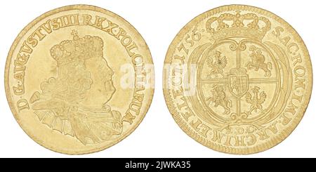 ducat. August III SAS (Król polski ; 1733-1763), governatore, Croll, Ernest Dietrich (fl. 1753-1763), moneyer Foto Stock