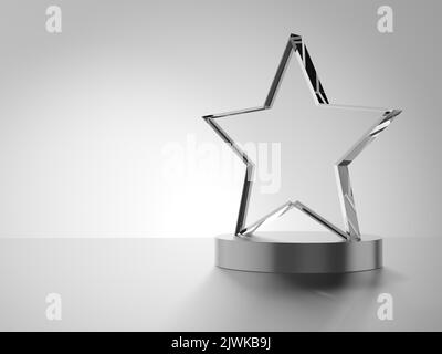 Premio in vetro isolato su sfondo bianco. Stella. illustrazione 3d. Foto Stock