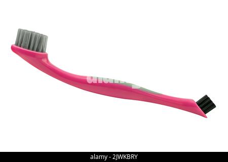 Spazzola di Malta rosa isolata su sfondo bianco Foto Stock