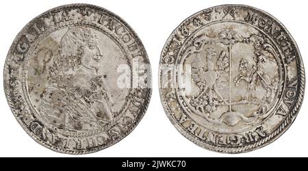 thaler. Jakub Kettler (książę Kurlandii i Semigalii; 1642-1682), regnante Foto Stock