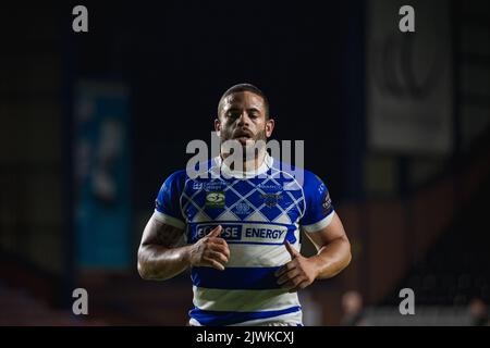 Kevin Larroyer per Halifax al DCBL Stadium, Widnes, Inghilterra. 5th settembre 2022. Betfred Championship, Widnes Vikings contro Halifax Panthers Foto Stock