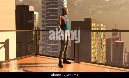 Persona transhuman in un ambiente urbano Foto Stock