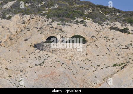 Isola remota Bisevo in Croazia Foto Stock