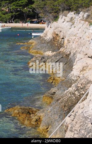 Isola remota Bisevo in Croazia Foto Stock