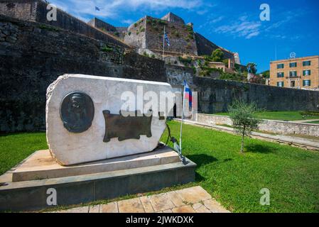 Memoriale di guerra, Nuova Fortezza, Kerkyra, Isola di Corfù, Isole IONIE, Grecia Foto Stock