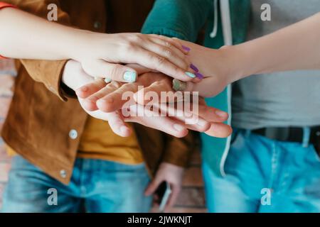 team unity unisce il lavoro di squadra Foto Stock