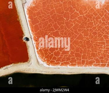 Veduta aerea di Salt Pans, Capo Occidentale, Sud Africa Foto Stock