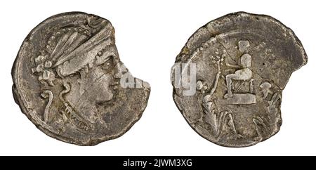 denario. Cornelius sulla, Faustus (fl. 56 a.C.; 54 a. C.), agente monetario, Republika Rzymska, emittente Foto Stock