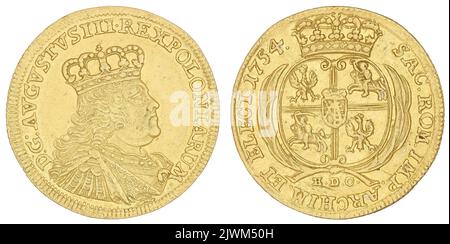 ducat. August III SAS (Król polski ; 1733-1763), governatore, Croll, Ernest Dietrich (fl. 1753-1763), moneyer Foto Stock